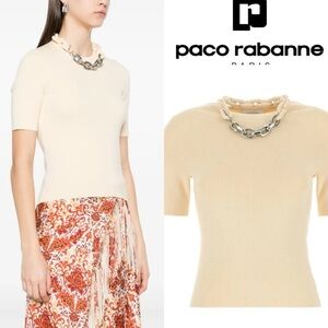 Iconic design! Paco Rabanne Chain Link-Detailed Crewneck Top size small